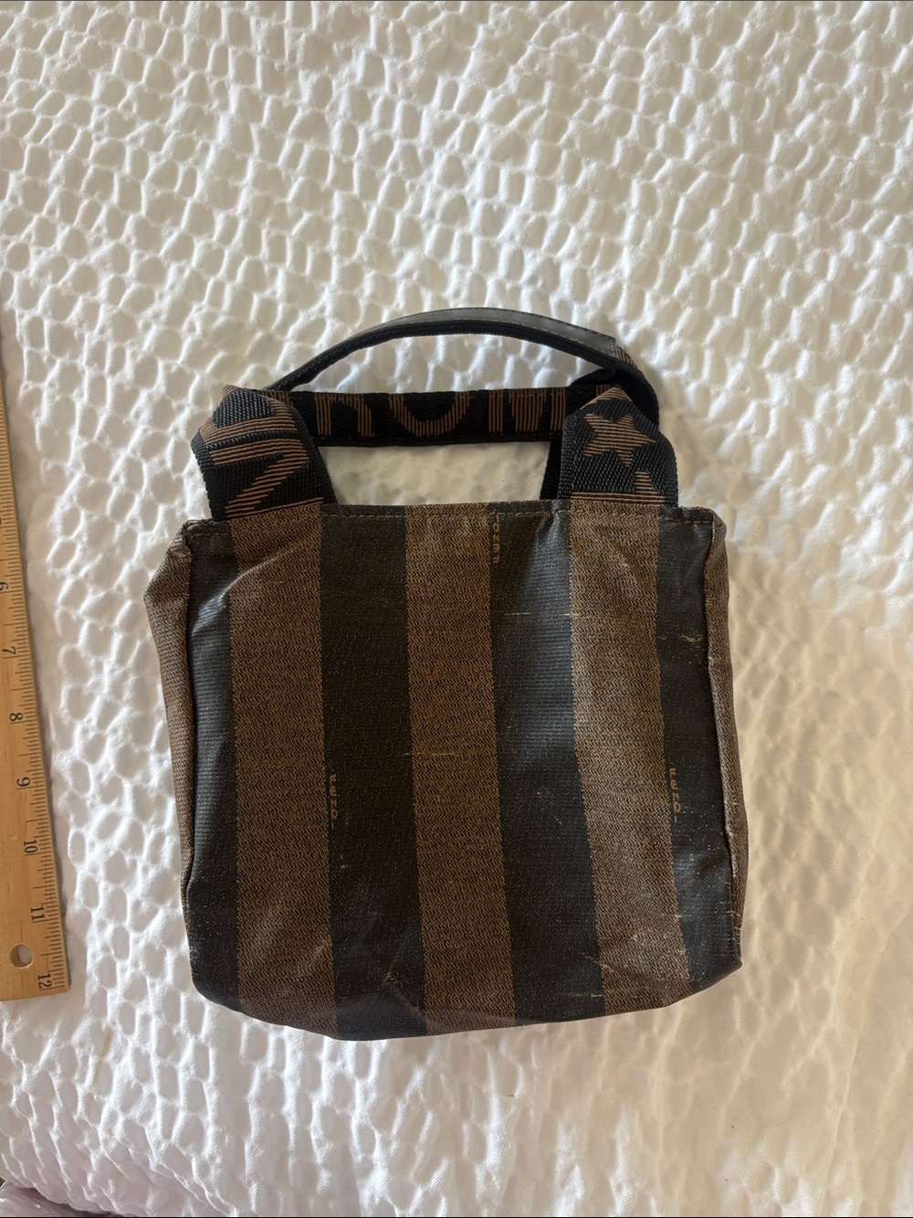 Auth FENDI PEQUIN HANDBAG PURSE MINI TOTE
